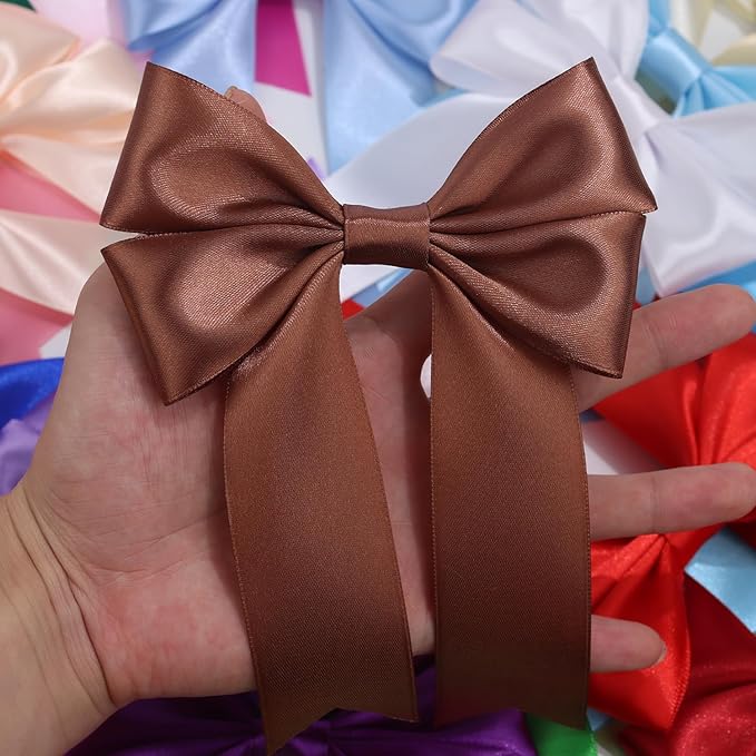 Brown Solid Satin Ribbon 1-1/2 Inch 25 Yards Solid Polyester Fabric Ribbon for Gift Wrapping Wedding Christmas Baby Shower Birthday Party Decoration Handmade Immortal Flower Craft