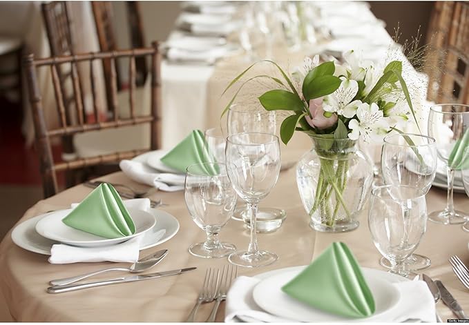 P Pothuiny 24 Pcs Silky Sage Green Satin Napkins 17 x 17 Inches, Square Smooth Wedding Dinner Napkins Satin Cloth Napkins Table Napkins for Banquet Party Restaurant Decor, Thanksgiving, Christmas