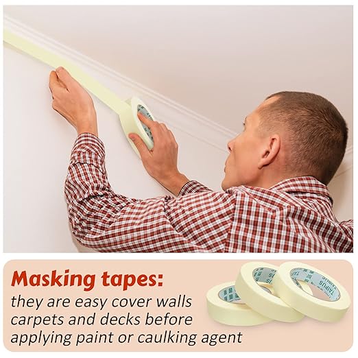 Masking Tape Bulk General Purpose Masking Painting Tape 55 Yards for Painting Home Office School Stationery Arts Crafts Basic Use, Easy Removal(45 Rolls,1 Inch)