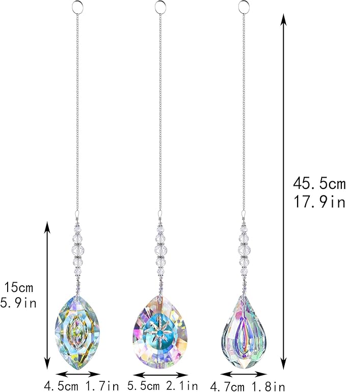 YU FENG 3PCS Crystal Suncatcher Pendant for Decor Hanging Glass Prism Rainbow Maker Light Catchers