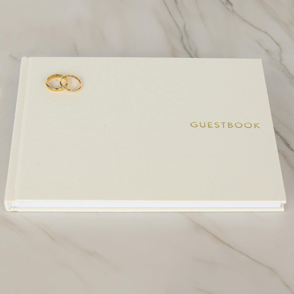 ZICOTO Beautiful Linen Wedding Guest Book for Your Wedding Reception - Simply Elegant Guestbook to Sign in and Add Polaroid Photos - The Perfect Baby Shower Guest Book and Addition to Your Big Day