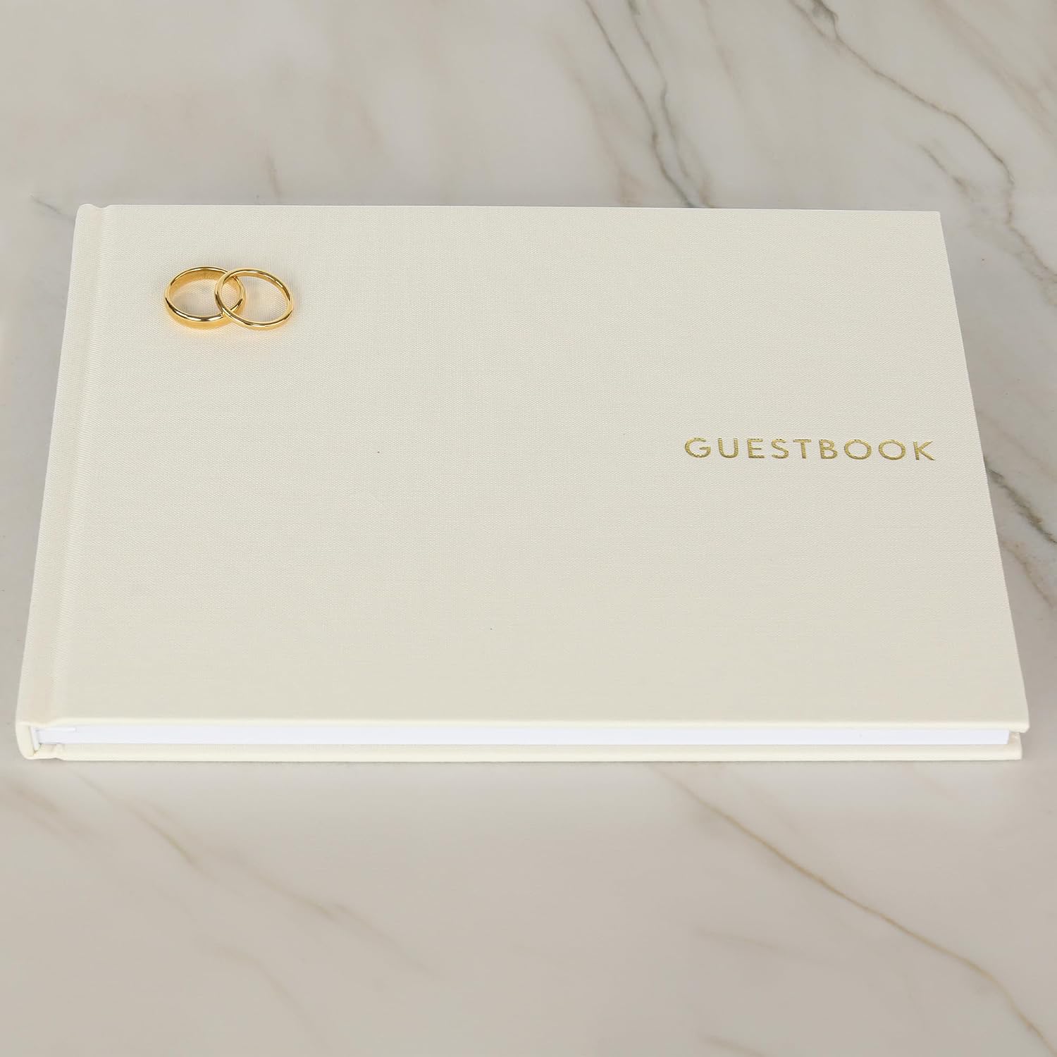 ZICOTO Beautiful Linen Wedding Guest Book for Your Wedding Reception - Simply Elegant Guestbook to Sign in and Add Polaroid Photos - The Perfect Baby Shower Guest Book and Addition to Your Big Day