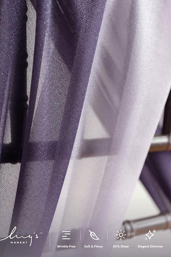 Ling's moment Wedding Chair Sashes Cover Aisle Decorations Draping Fabric Wrinkle-Free with Tie 16pcs Purple Pale Lavender for Party Ceremony Reception Floral Arrangement Banquet Outdoor Decor