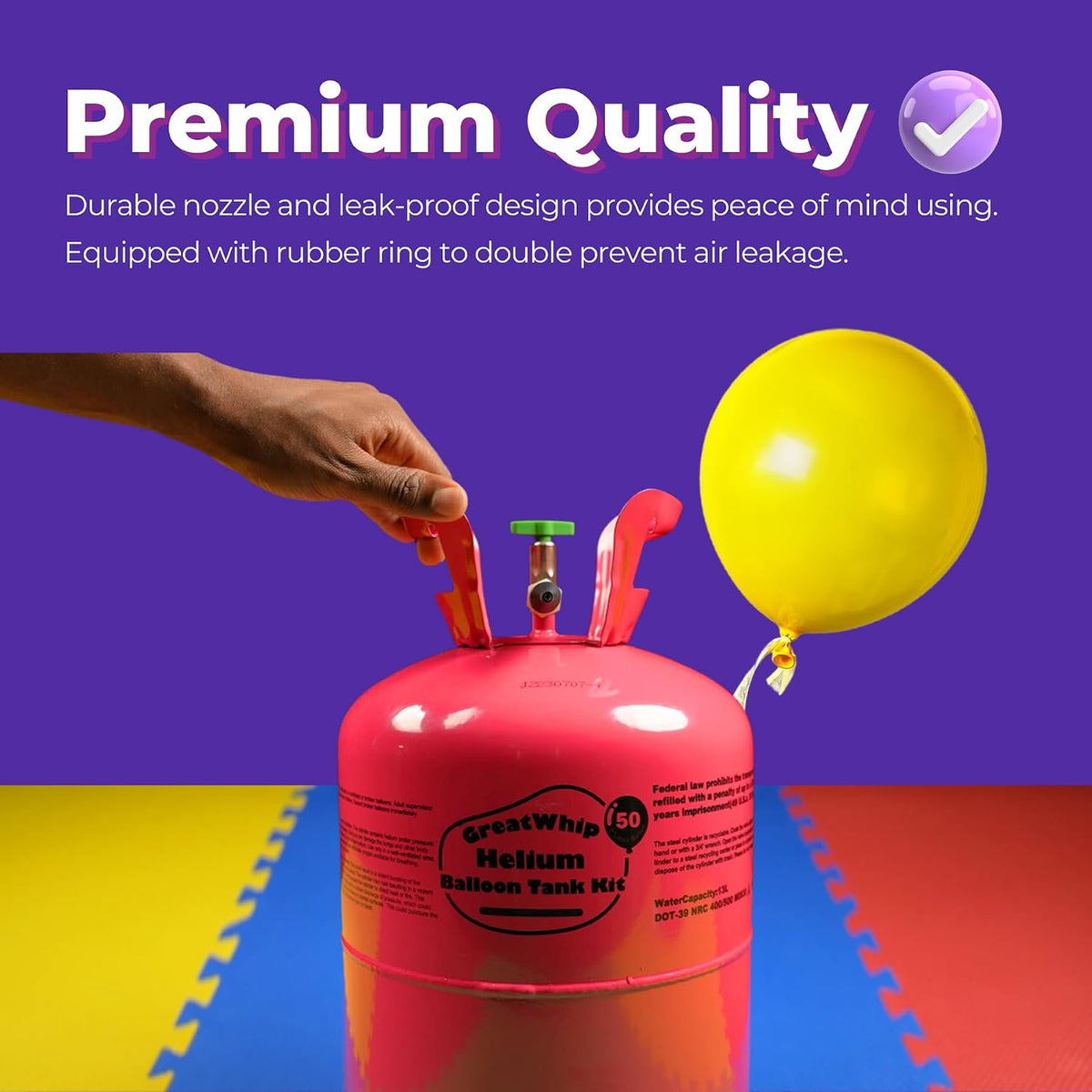 GreatWhip 13L Helium Tank for Balloons at Home, Up to 50 Latex Balloons