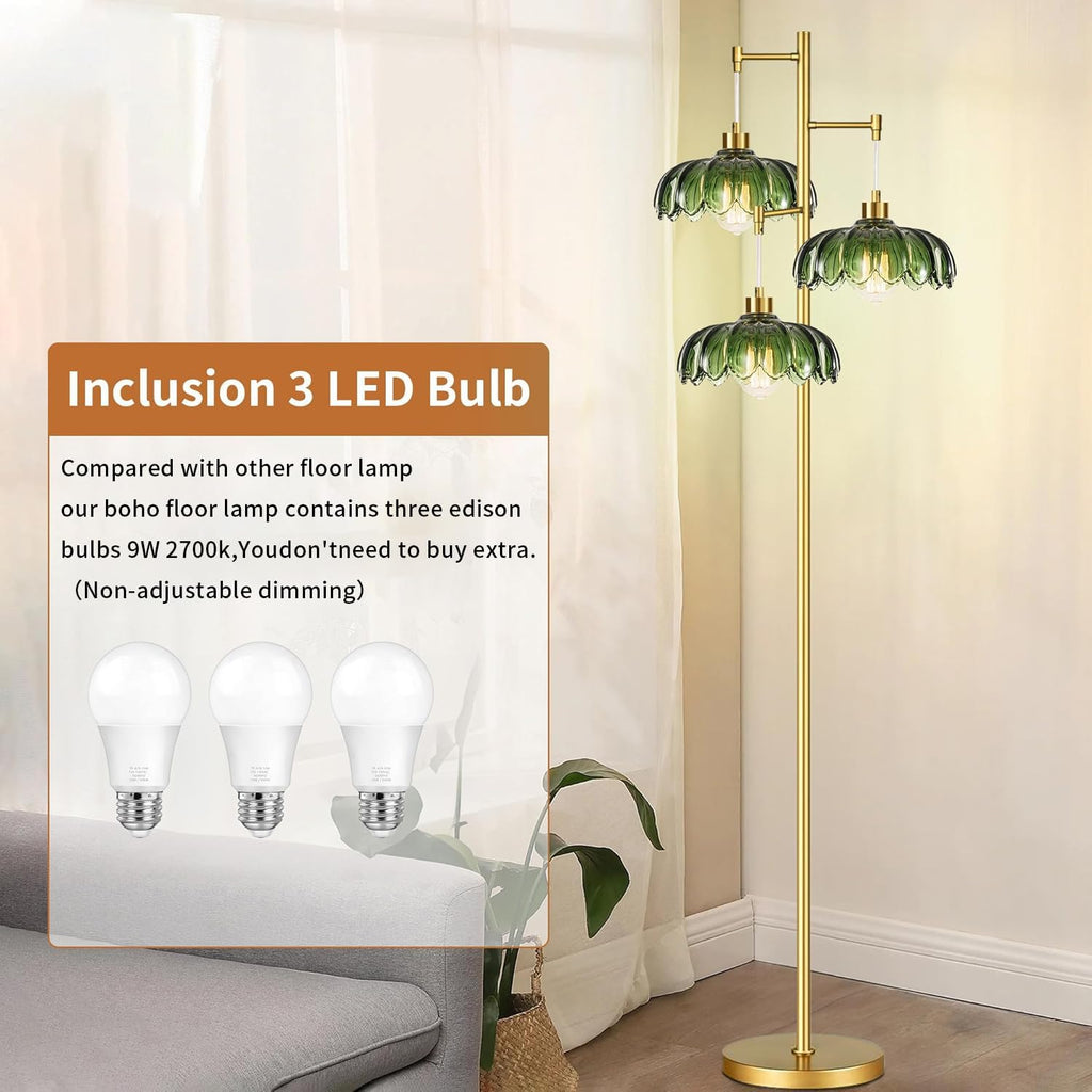 illmtw glass gold floor lamp for living room,bedroom,mid, side view