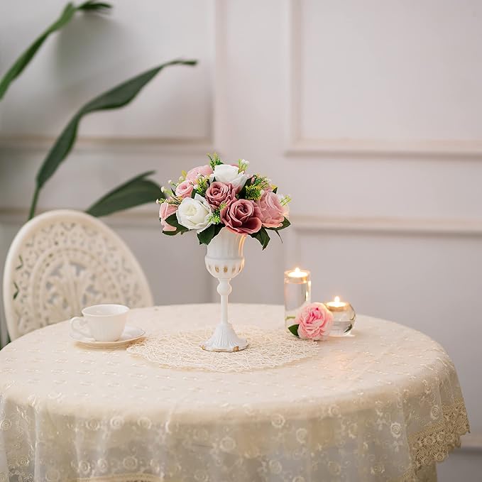BLOSMON Dusty Rose Flowers Decoration: 2 Pcs Pink Artificial Flowers Balls for Wedding Dinning Table Centerpieces - Fake Silk Kissing Floral Arrangement for Home Party Event