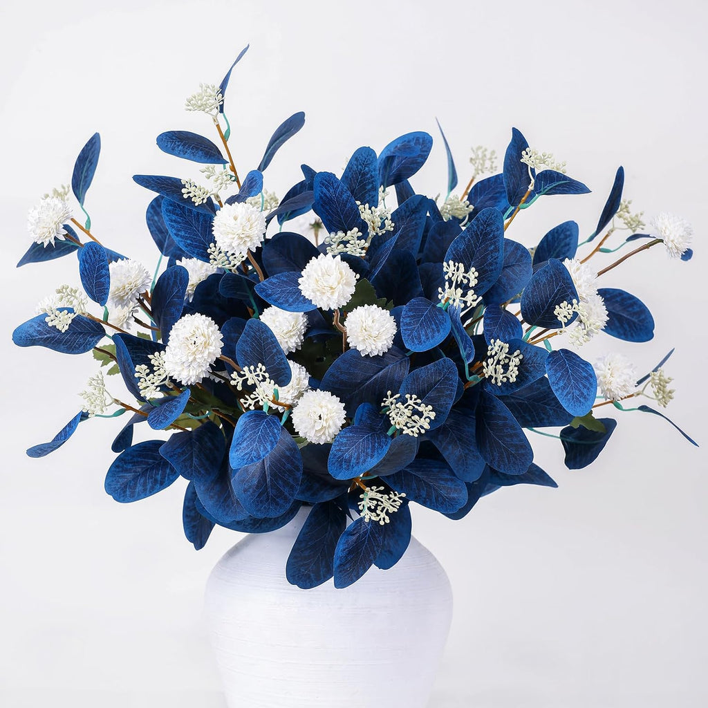 mizii 15pcs artificial flowers for vase, blue eucalyptus, main product view