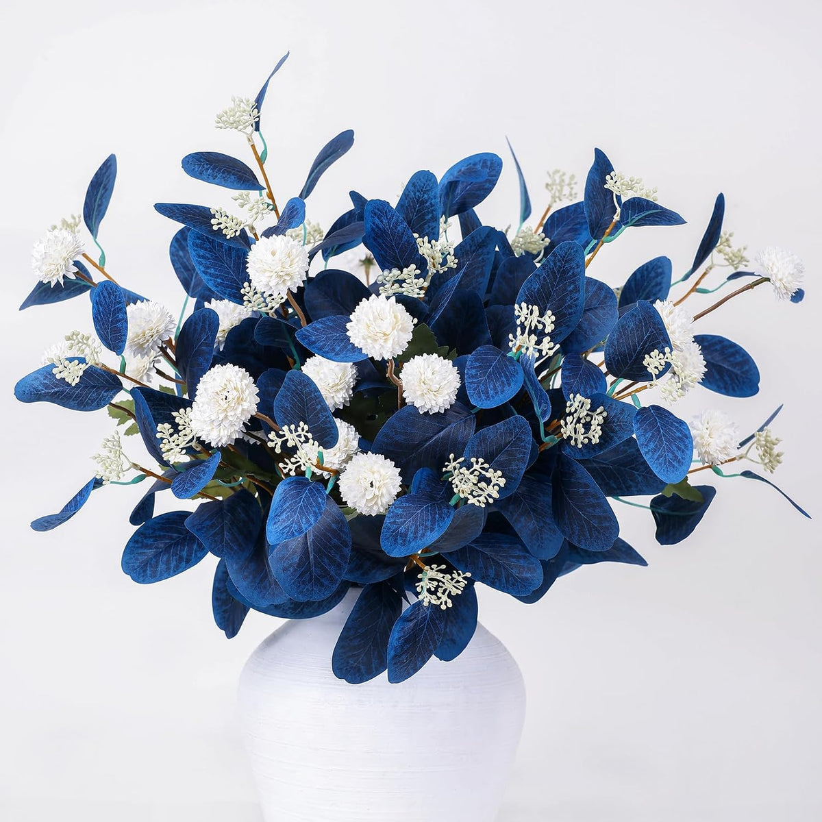 mizii 15pcs artificial flowers for vase, blue eucalyptus, main product view