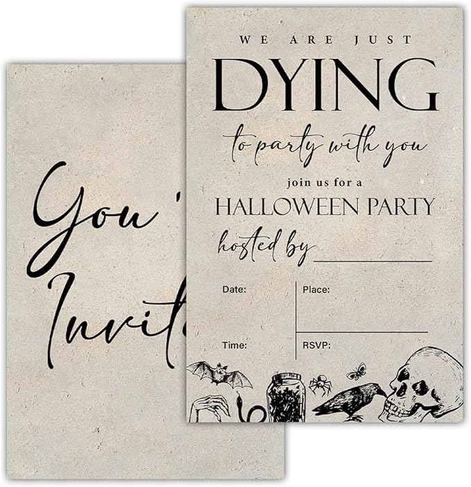 Vintage Halloween Party Invitations for Adults Skull Halloween Party Fill in Invites Cards With Envelopes (20 Count), Double Sided Design