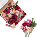 FANKO Rose Artificial Flowers Combo for DIY, Fake Red Rose Artificial Silk Flowers with Greenery, Real Looking Artificial Faux Flowers for Wedding, Table Decoration, Centerpieces, Party, Home Décor