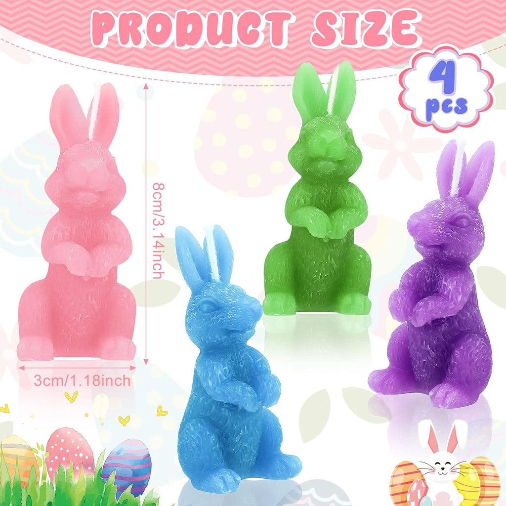 BBTO 4 Pcs Easter Bunny Candles Gift Set Rabbit Shape Spring Candles for Easter Bunny Decorations Party Table Home Decor Spring Celebrations
