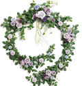 Ling's Moment 9FT Flower Garland for Backdrop Decorations - Wedding Arch Flowers, Eucalyptus & Rose, Artificial Floral Garland for Mantle - Sweetheart Table Decor for Beach Reception, Purple