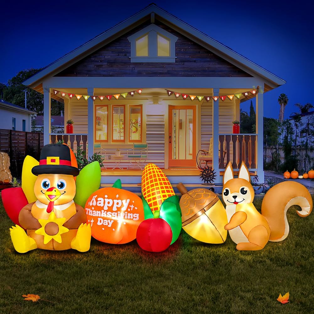 8ft thanksgiving inflatables outdoor decoration inflatable turkey squirrel, main product view