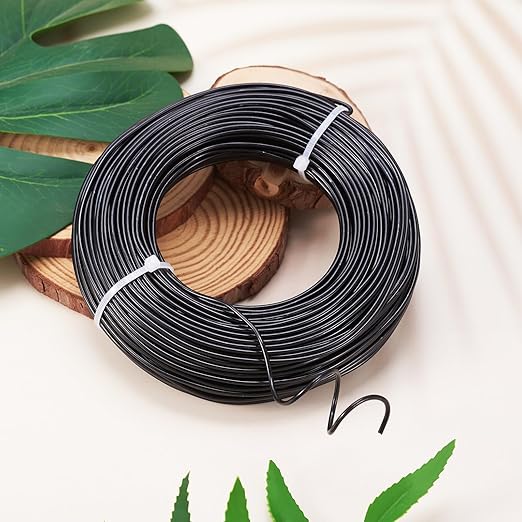 Fashewelry 180 Feet 12 Gauge Aluminum Wire Black Bendable Metal Craft Wire for Beading Jewelry Craft Making