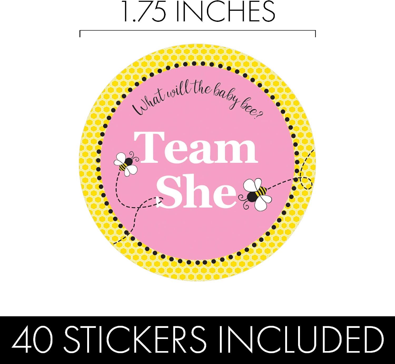 What Will It Bee Gender Reveal Voting Stickers, 40 Count | 1.75 in round, 20 Team He Blue and 20 Team She Pink, Honey Bee Bumble and Hive Theme