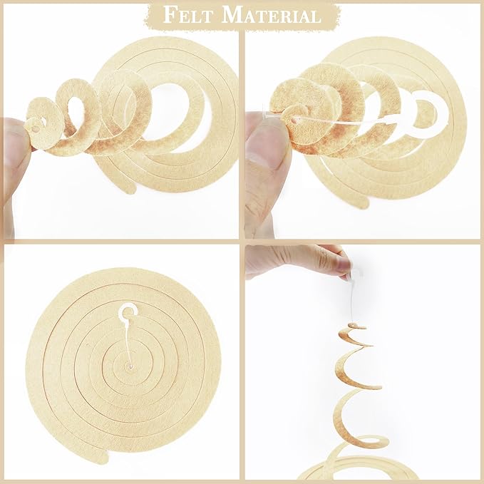 36 Pcs Boho Hanging Swirl Decorations Aqua Green Orange Pink Beige Felt Swirl Streamer Spiral Ceiling Garland for Birthday Engagement Baby Shower Wedding Bridal Shower Party Supplies Nursery Decor