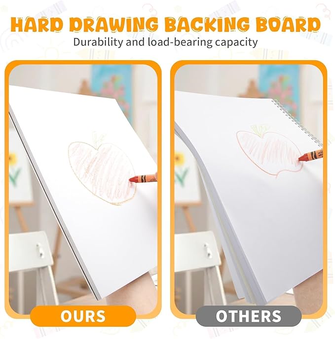 Umriox Drawing Pad for Kids, 9" x 12" Sketch Book, 4-Pack Sketch Pad (50 Sheets Each), 110gsm Acid-Free Drawing Paper, Glue-Bound Art Sketchbook for Kids' Classroom, Travel & School Art Supplies