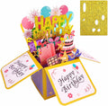 ROBBEAR Happy Birthday Pop Up Card with Birthday Age Design, DIY Card Highlight Birthday Milestone, 3D Birthday Gift Box for Adults and Kids with Envelopes, A Unique Card for Daughter, Son, Mom, Dad, Friend