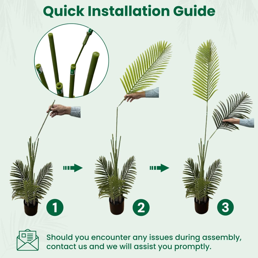 florafairy 6ft tall artificial palm trees, tropical areca on a desk or shelf