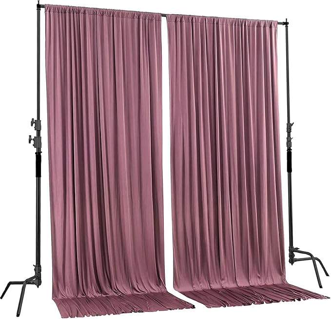 AK TRADING CO. 10 feet x 8 feet IFR Polyester Backdrop Drapes Curtains Panels with Rod Pockets - Wedding Ceremony Party Home Window Decorations - Dusty Rose