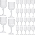 JLYLOL Plastic Vintage Wine Glasses 7OZ Plastic Goblets Vintage Drinking Glasses 24PCS Retro Wedding Glassware Water Goblets Reusable Drinking Cups for Party,Reception,Celebration,Bar,Whiskey(White)
