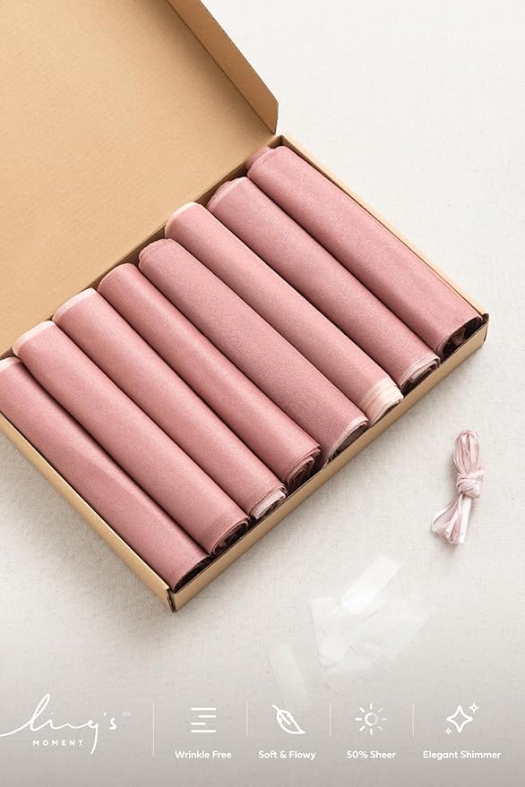 Ling's moment Wedding Chair Sashes Cover Aisle Decorations Draping Fabric Wrinkle-Free with Tie 16 Pcs Dusty Rose & Mauve for Party Ceremony Reception Floral Arrangement Banquet Outdoor Decor