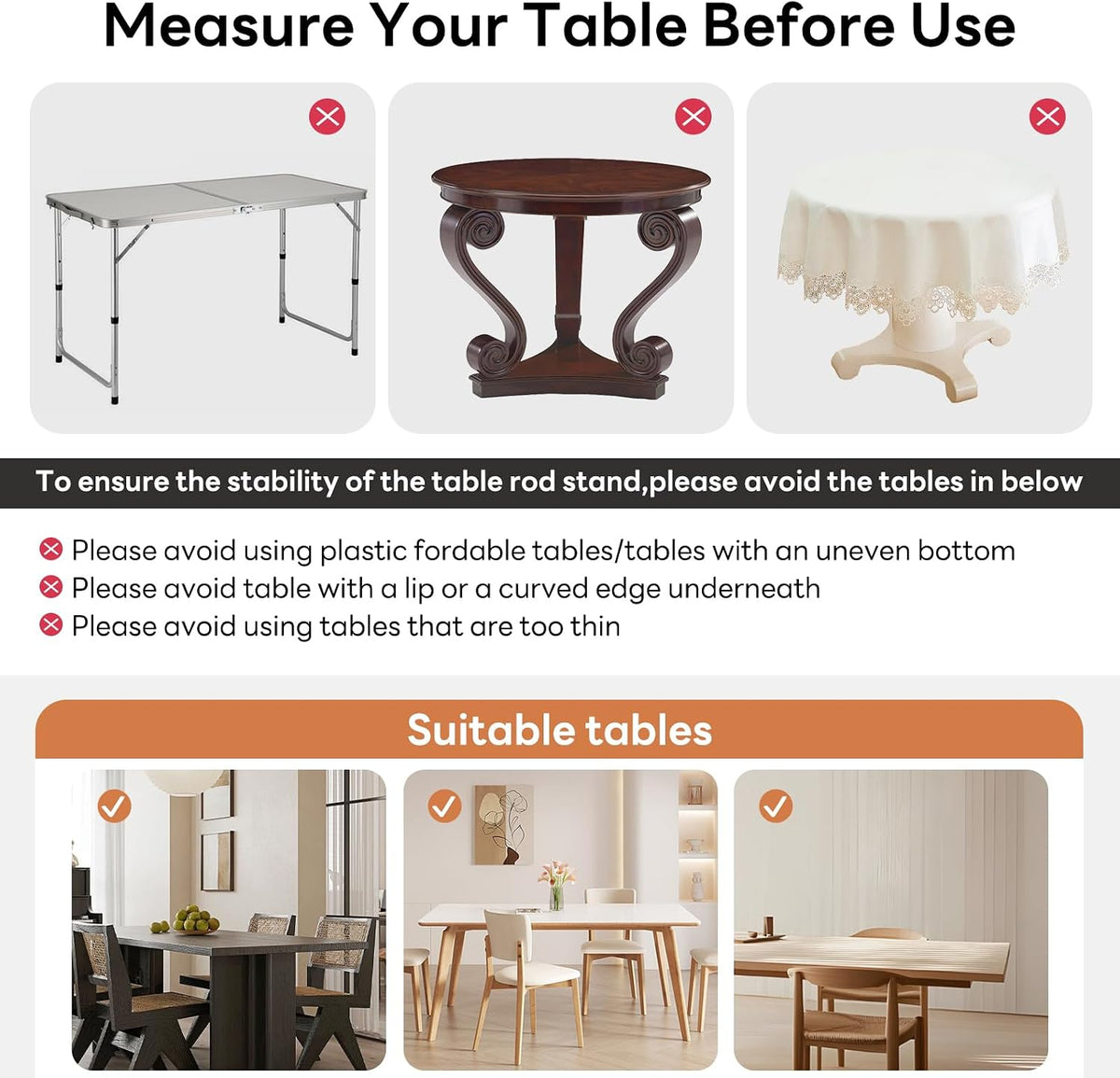 xlhomo over the table rod stand with clamps, package contents