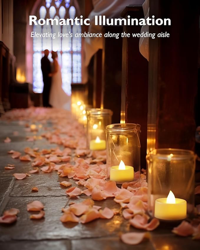 Homemory 24pcs Flameless LED Tea Lights with Remote & Timer, 400+Hours Realistic Flickering Battery Candles for Seasonal, Tabletop, and Centerpieces Decor