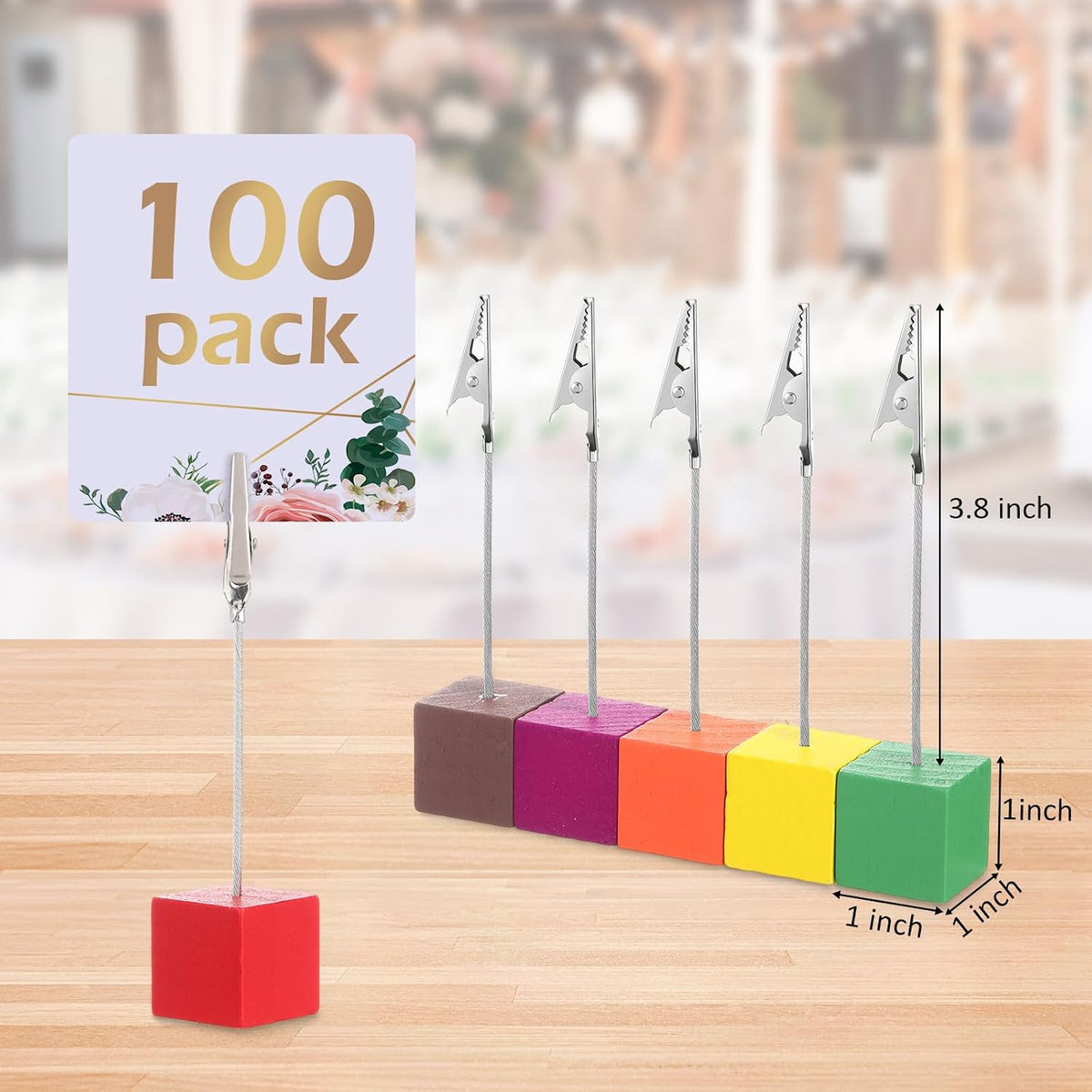 100 Pcs Cube Base Memo Clip Holder with Alligator Clip, Multi Color