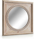 rustic square wood wall mirror with beaded trim, main product view
