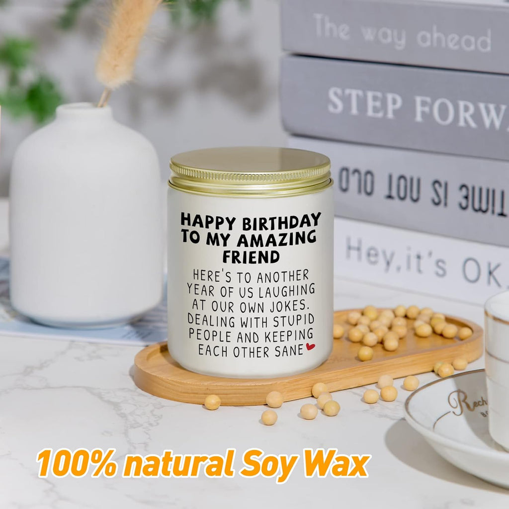Jonico Happy Birthday Gifts for Women - Funny Best friend Friendship Birthday Gifts for Women Bestie BFF Coworker Classmate, Lavender Candle