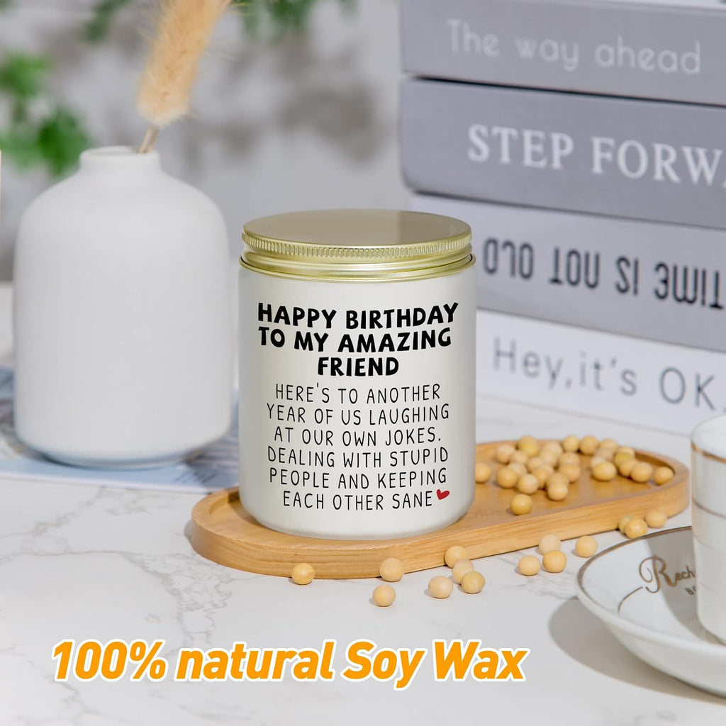 Jonico Happy Birthday Gifts for Women - Funny Best friend Friendship Birthday Gifts for Women Bestie BFF Coworker Classmate, Lavender Candle