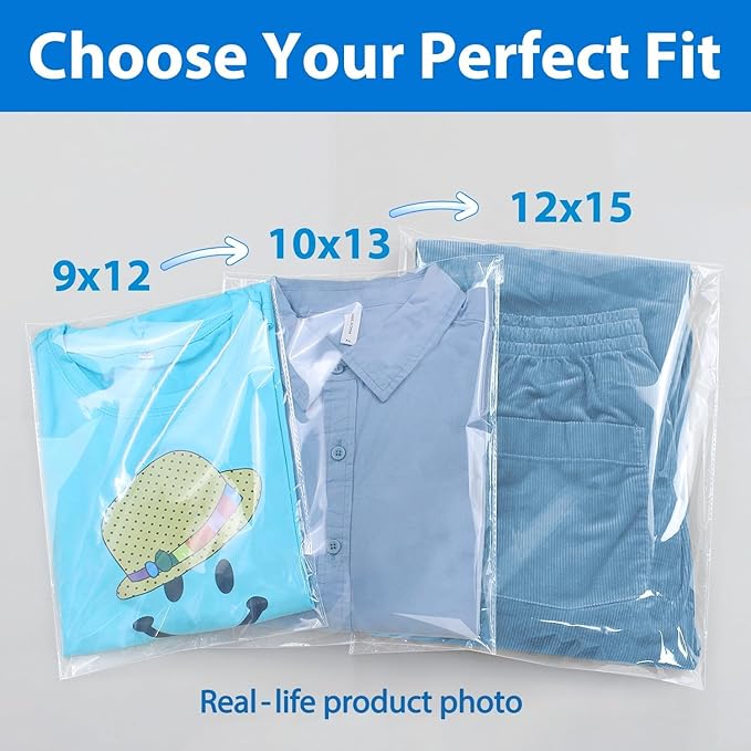 PigPotParty 9"x12" Cellophane Bags, Clear Plastic Gift Bag, 100 Pcs Self Sealing Cellophane Bags for Packaging Clothing, T Shirts, Party Favors, Gift, Small Business