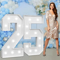 imprsv Marquee Numbers Large 25th-Birthday Decorations: 4ft Light Up Number Graduation Decoration 2025 Year Old Women Men Party Decor Backdrop 52 Anniversary Foam Board Big Number 25