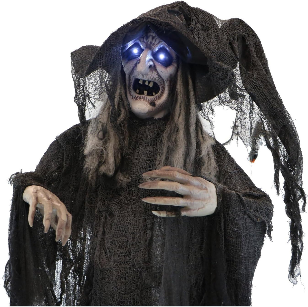 Haunted Hill Farm Life-Size Animatronic Scary Talking Witch with Touch Activa...