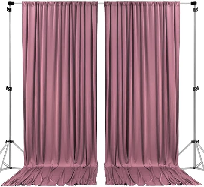 AK TRADING CO. 10 feet x 8 feet IFR Polyester Backdrop Drapes Curtains Panels with Rod Pockets - Wedding Ceremony Party Home Window Decorations - Dusty Rose