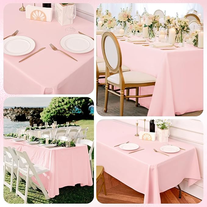 10 Pack Pink Tablecloths for 6ft Rectangle Tables 60 x 102 Inch - Polyester Table Cover Stain and Wrinkle Resistant Washable Fabric Table Clothes for Wedding Party Banquet Reception Restaurant