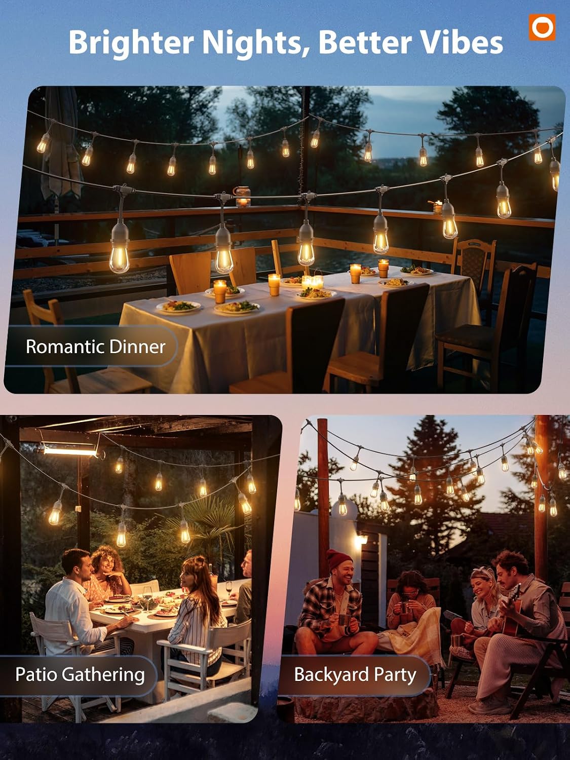 addlon LED Outdoor String Lights 48FT Edison Vintage Weatherproof ETL