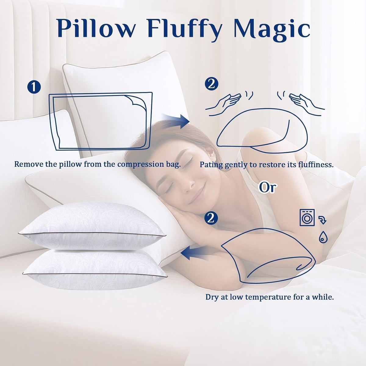 JOLLYVOGUE Pillows Queen Size Set of 4, Cooling and Firm Pillows with Oeko-Te...