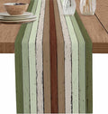 Sage Green Wooden Cotton Linen Table Runner for Dining Kitchen, Wedding Outdoor Party Tablerunners Decoration, Vintage Country Retro Distressed Grain Dresser Scarf Coffee Tablecloth Runners 13''x90''
