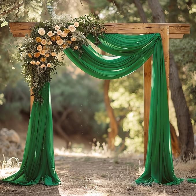 Wokceer Wedding Arch Draping Fabric 28.7" x 20FT Emerald Green Drapes Sheer Backdrop Arch Draping Fabric for Wedding Ceremony Birthday Party Bridal Shower Decoration