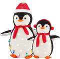 olixis 2-piece lighted penguin family christmas decoration, pop, main product view