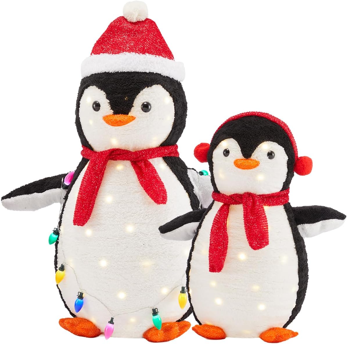 olixis 2-piece lighted penguin family christmas decoration, pop, main product view