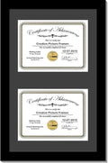 Creative Picture Frames 16X24Bk-B Black Vertical Double Diploma Frame With 2 Opening Black Mat, Holds 2-11X14-Inch Documents With Wall Hanger
