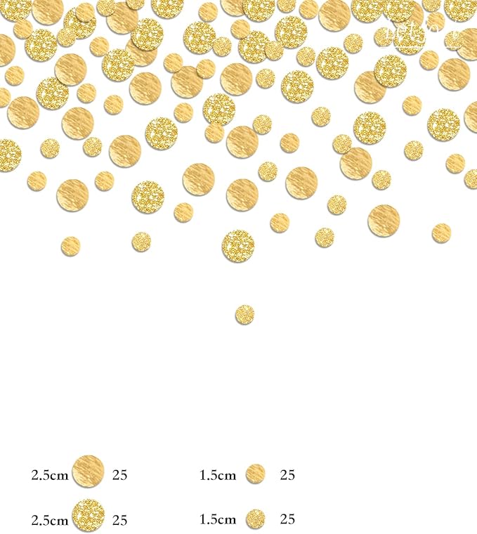 Golden Confetti Glitter Scatter Table Decoration Surprise Paper Craft Birthday Party Anniversary Supplies Bridal Baby Shower Party Wedding Gift Circle Dots Decor 100 Pcs