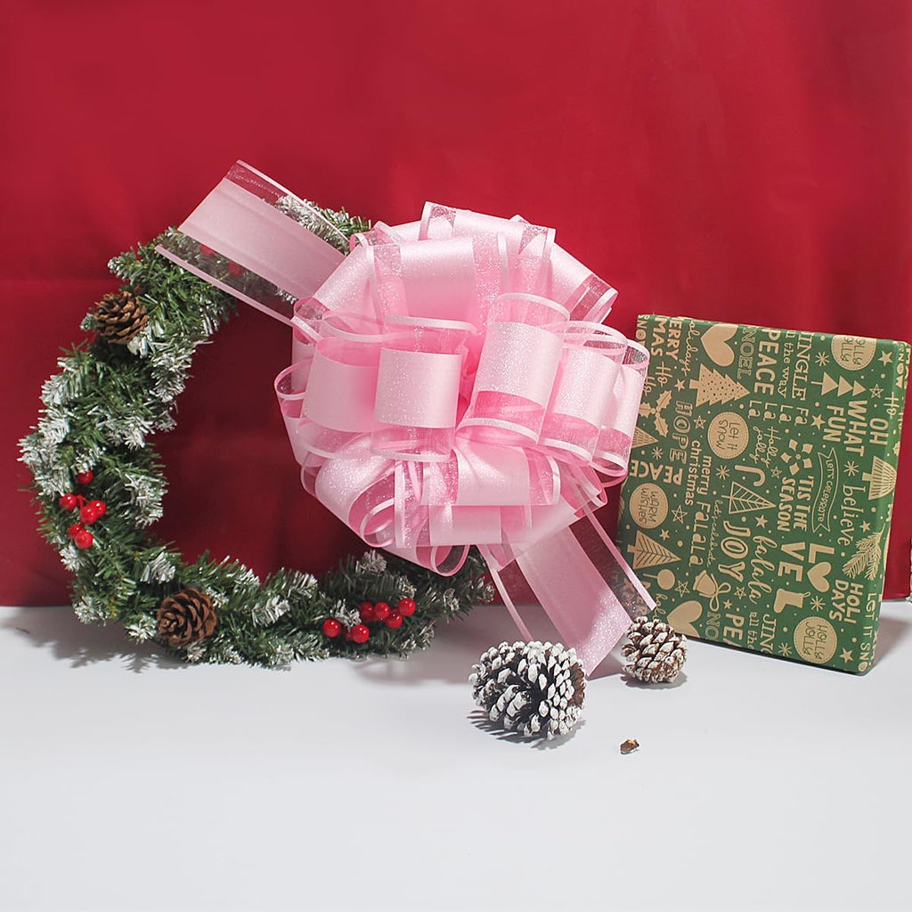 LHMTFCYY 12 Inch Clitter Big Gift Bow,1PC Large Pink Bow,Giant Bow for Bike,Dining Tables,Parties,Birthdays,Christmas,Valentine's Day,Easter,and other Festivals and Gift Decorations (Clitter Pink)