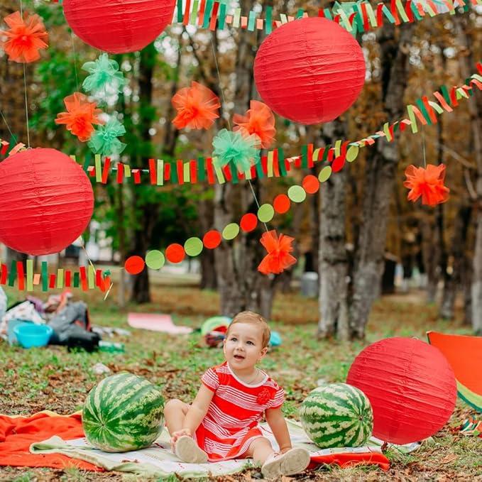 BEISHIDA 12-Inch Red Round Paper Lanterns Decorative Hanging Asia Chinese Japanese Paper Lanterns Lamp for Birthday Wedding Baby Bridal Shower Christmas Home Decor Party Decoration（6 Packs）
