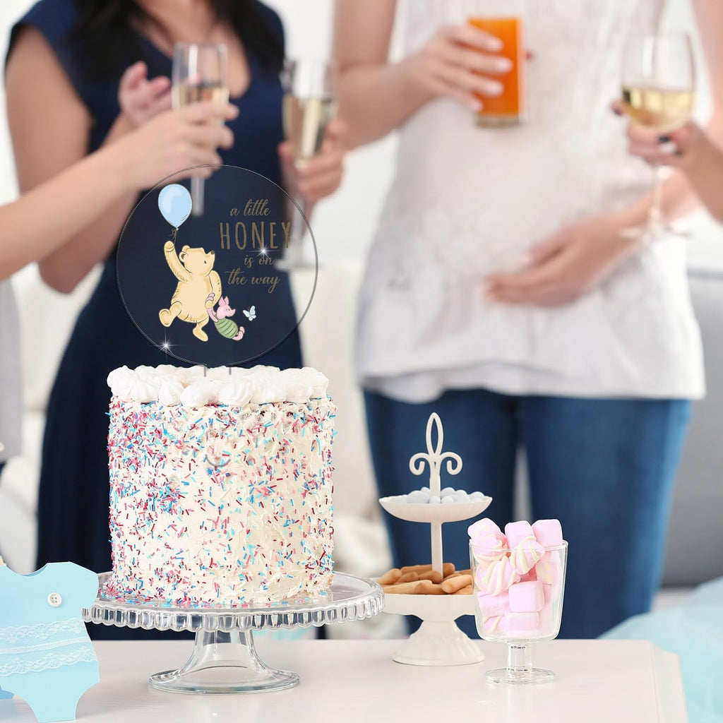 Classic Winnie Cake Topper, The Pooh Baby Shower Decor,Party Decorations, The Pooh Cake Topper Acrylic for Baby Shower, Winnie Baby Shower Gender Reveal Birthday Party Decorations Centerpieces