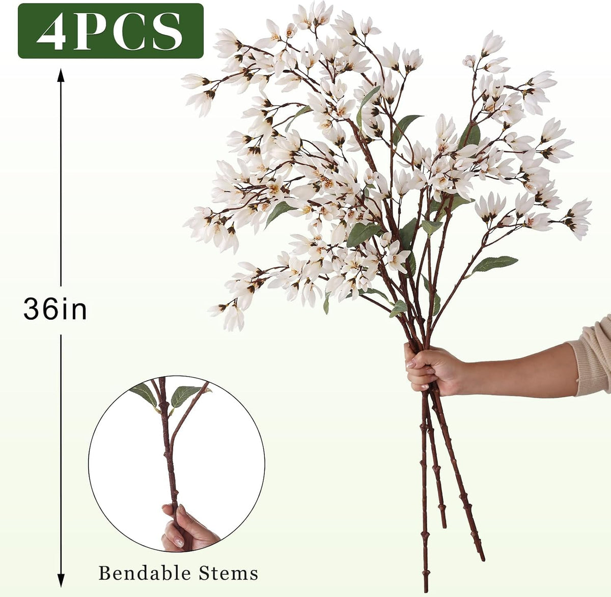 yxzzwl 4pcs 36" fake magnolia champaca silk flower, package contents