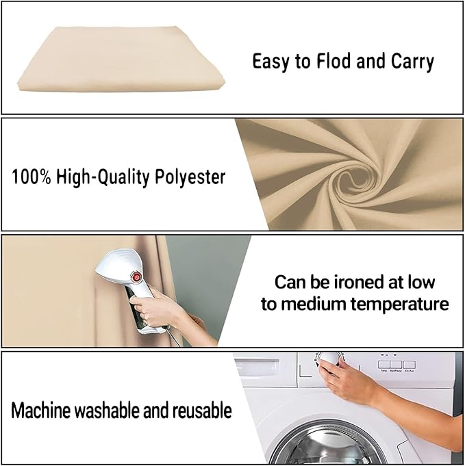 Beige Backdrop for Photography 6x9ft Zoom Screen Meeting, Game Live Studio Shooting Props High Density Fabric